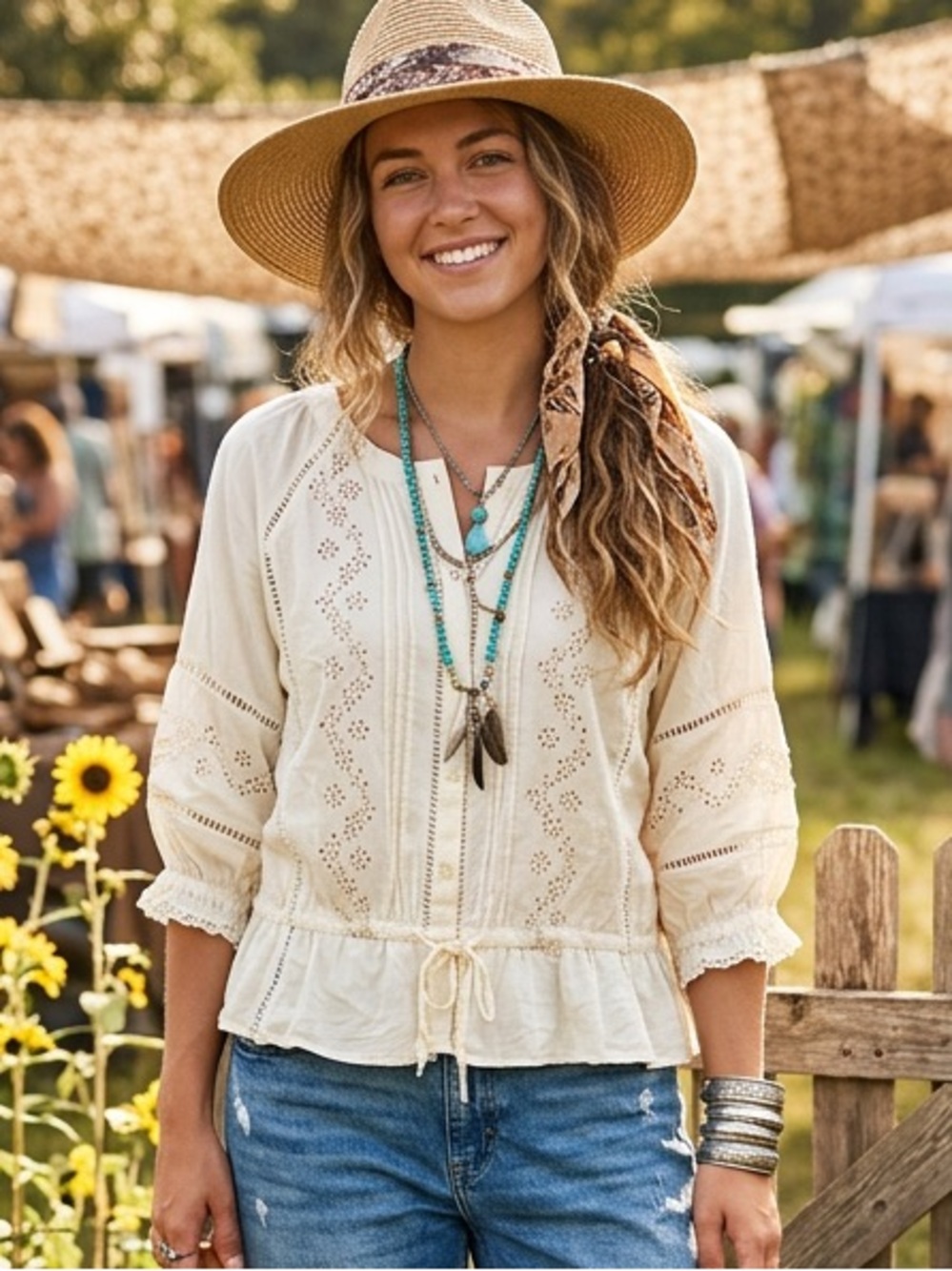 LIV Los Angeles Eyelet Blouse